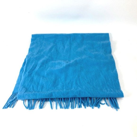 MONCLER down logo fringe Scarf wool blue